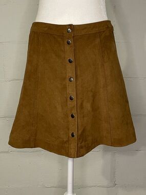 Abercrombie & Fitch Chestnut Suede Snap-Front A-Line Skirt
